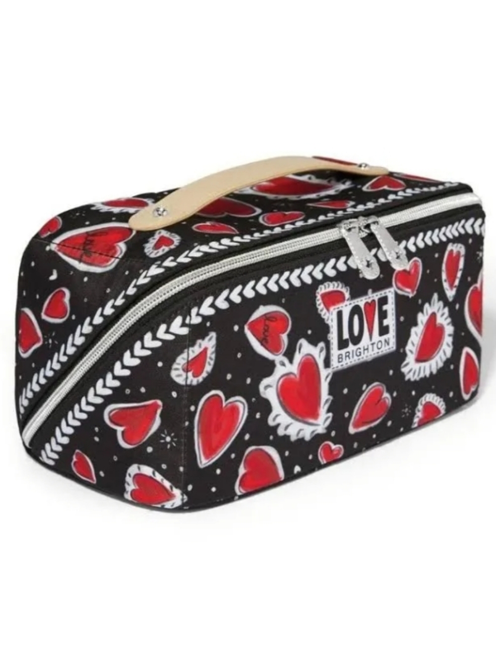 Brighton Hearts A‎ Flutter Cosmetic Bag With Removable Makeup Bag Black And Red